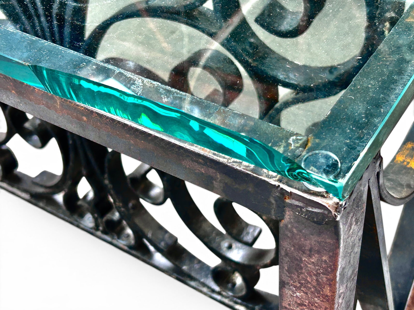 Architectural Wrought Iron Console Table. - 16