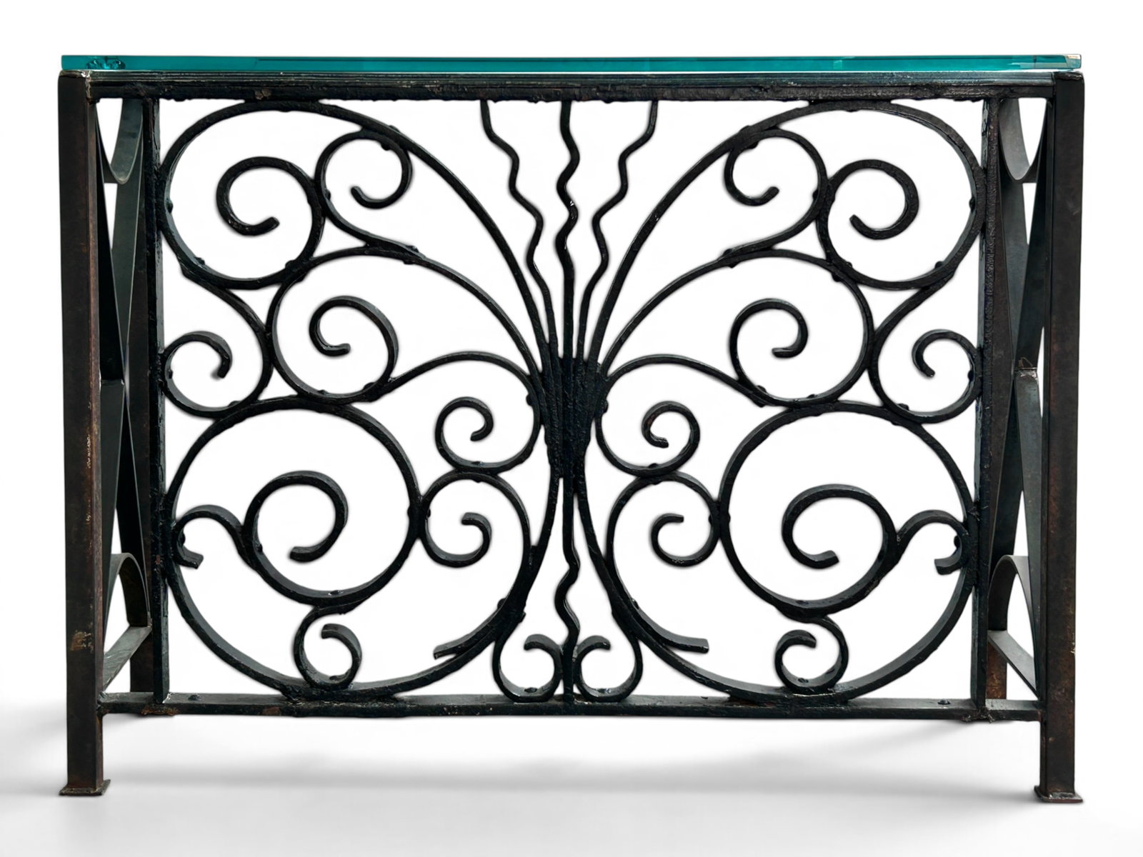 Architectural Wrought Iron Console Table. - 2