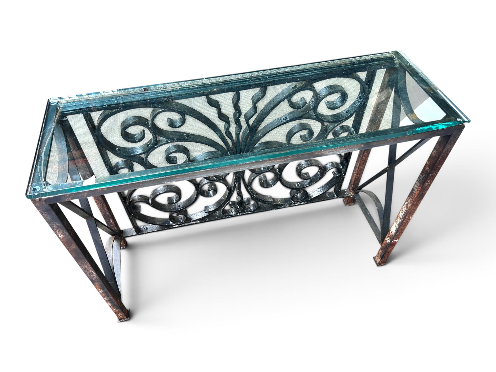 Architectural Wrought Iron Console Table. - 5