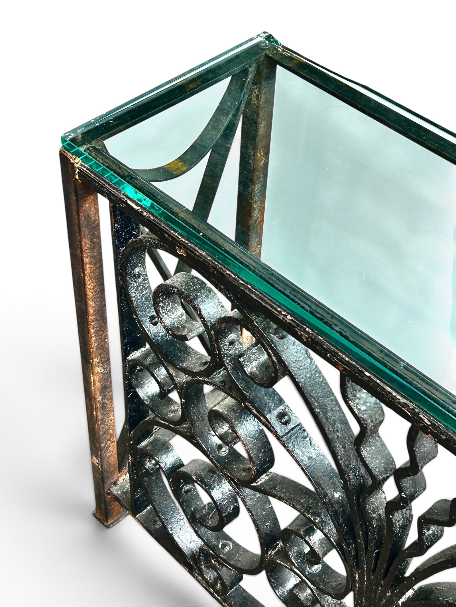 Architectural Wrought Iron Console Table. - 8