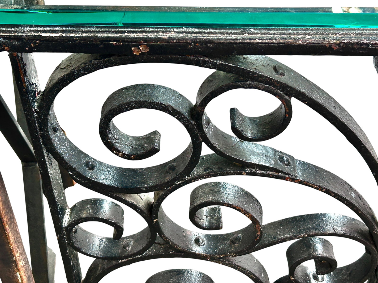 Architectural Wrought Iron Console Table. - 9