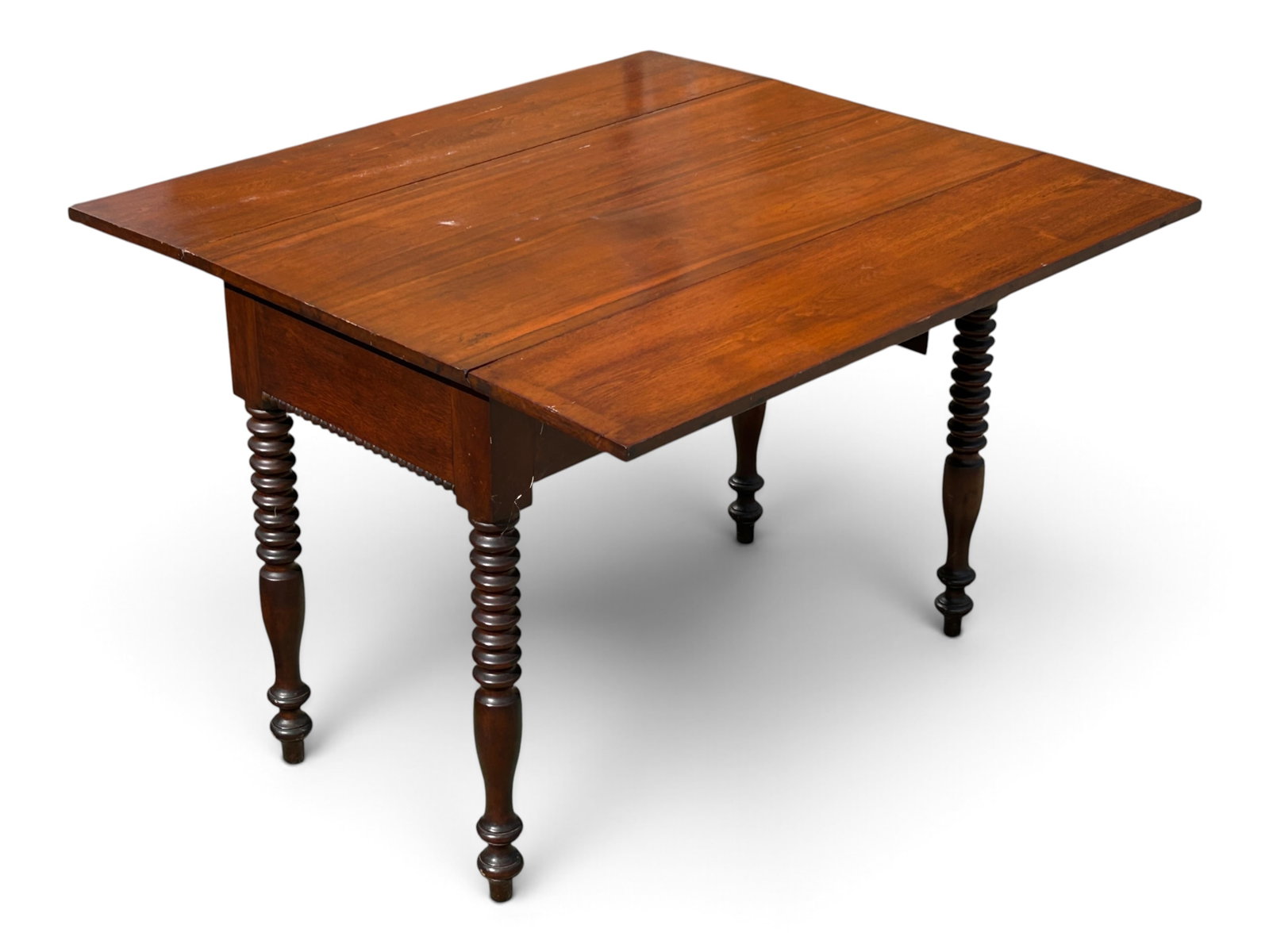 Antique Drop Leaf Table w/ Bobbin Turned Legs. - 2