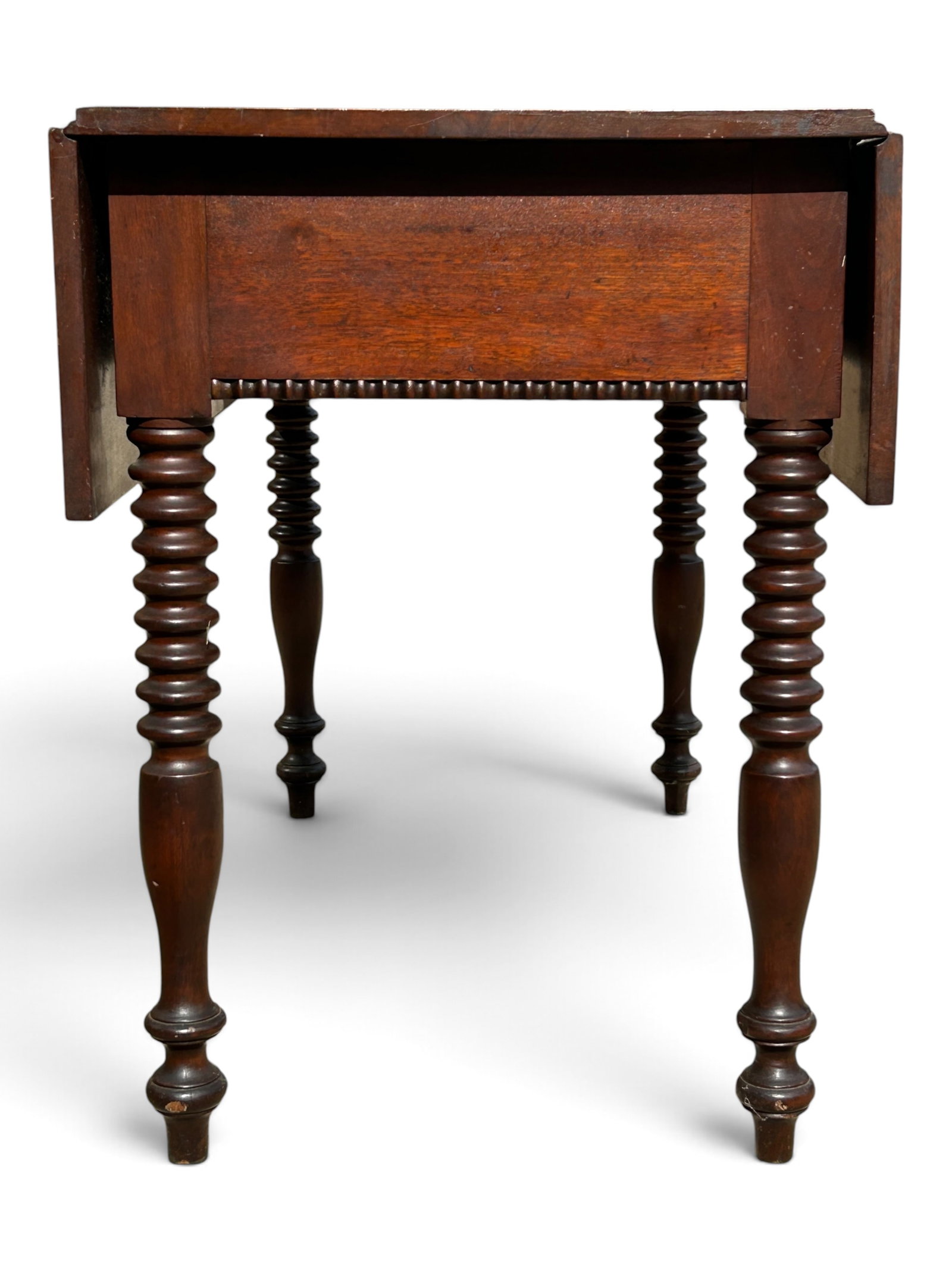 Antique Drop Leaf Table w/ Bobbin Turned Legs. - 5