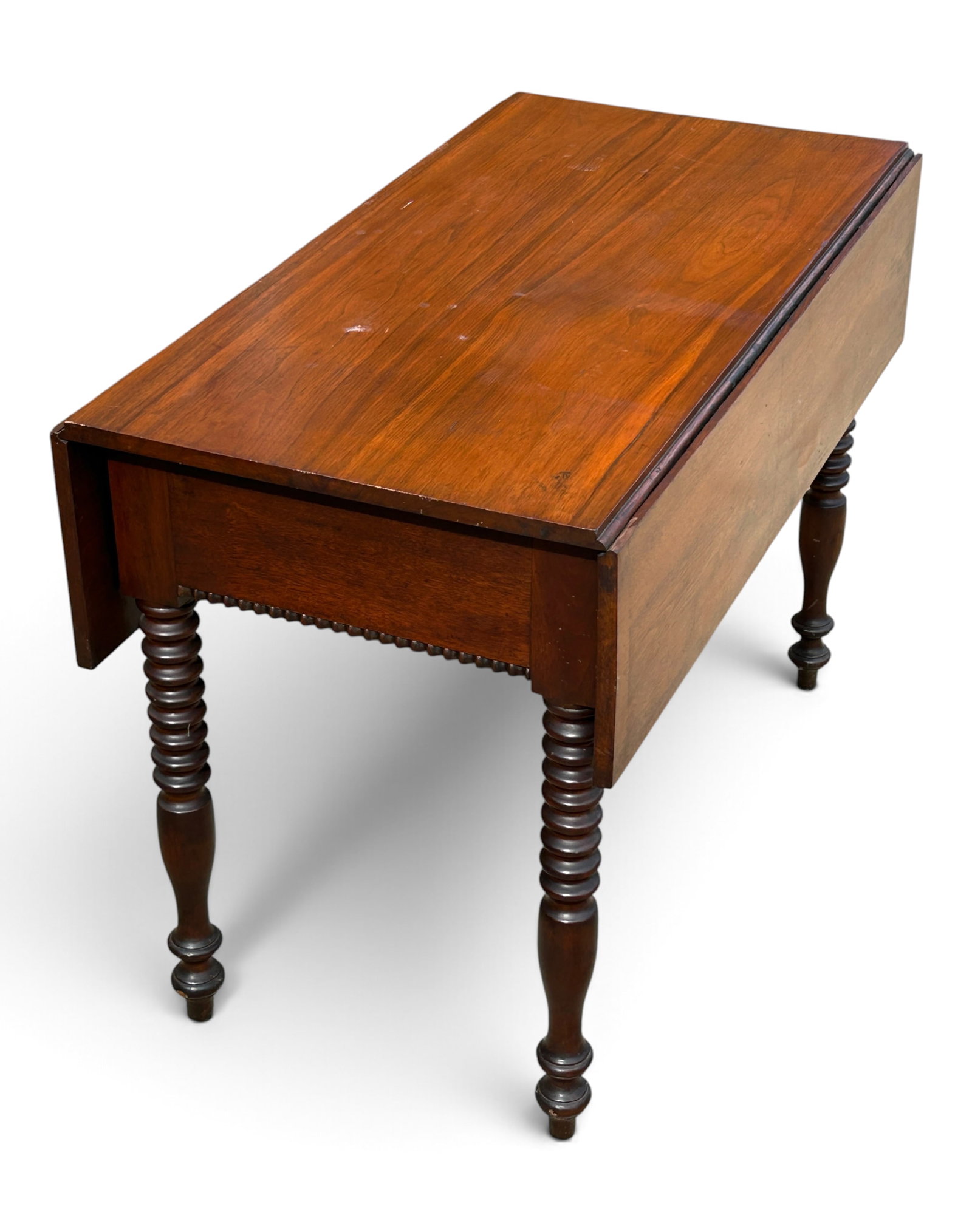 Antique Drop Leaf Table w/ Bobbin Turned Legs. - 7