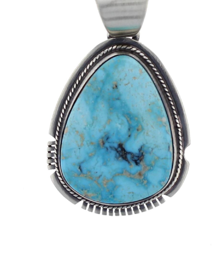 Sterling Silver Turquoise Pendant Navajo Native: Weight: 10.8 Grams - Dimensions: 1" x 1.5"|Sterling Silver Genuine Turquoise Pendant Navajo Native American Indian Jewelry Signed Larson L. Lee