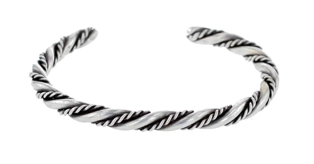 Sterling Silver Twist Wire Bracelet Navajo Native (1 of 1)