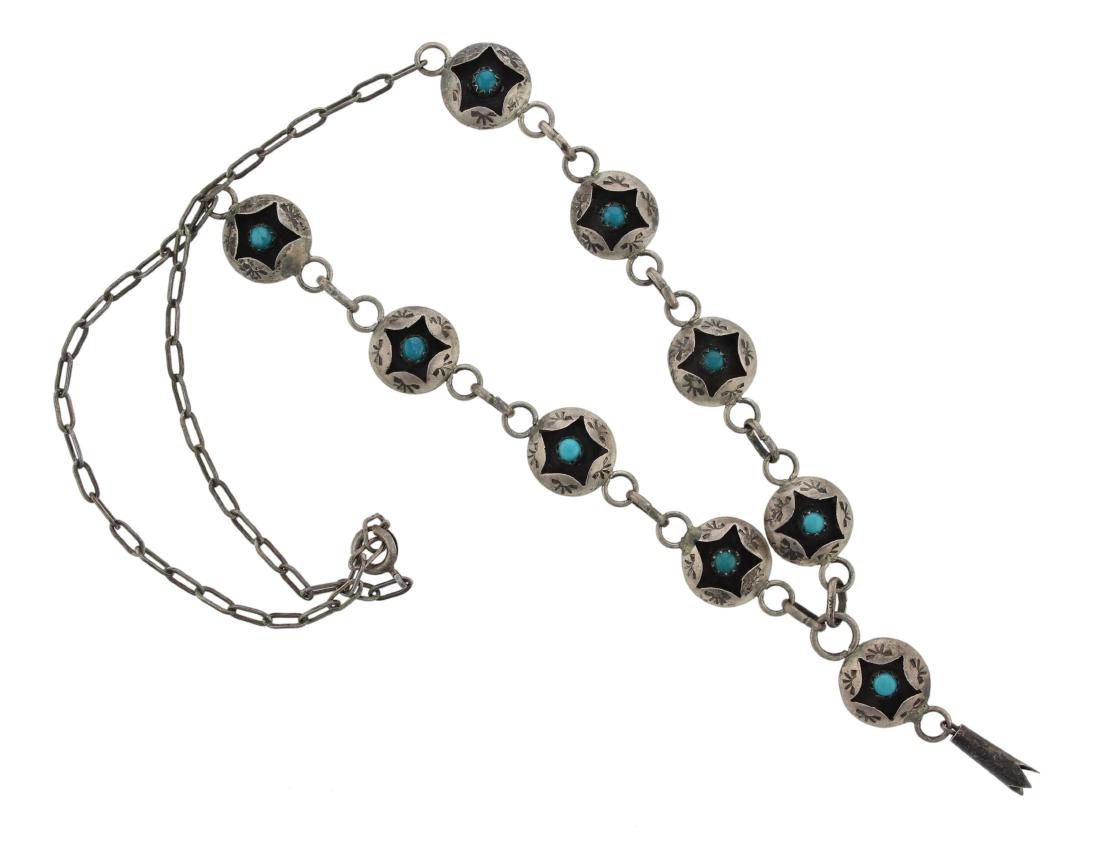 Sterling Silver  Shadow Box Vintage Necklace Navajo (1 of 1)