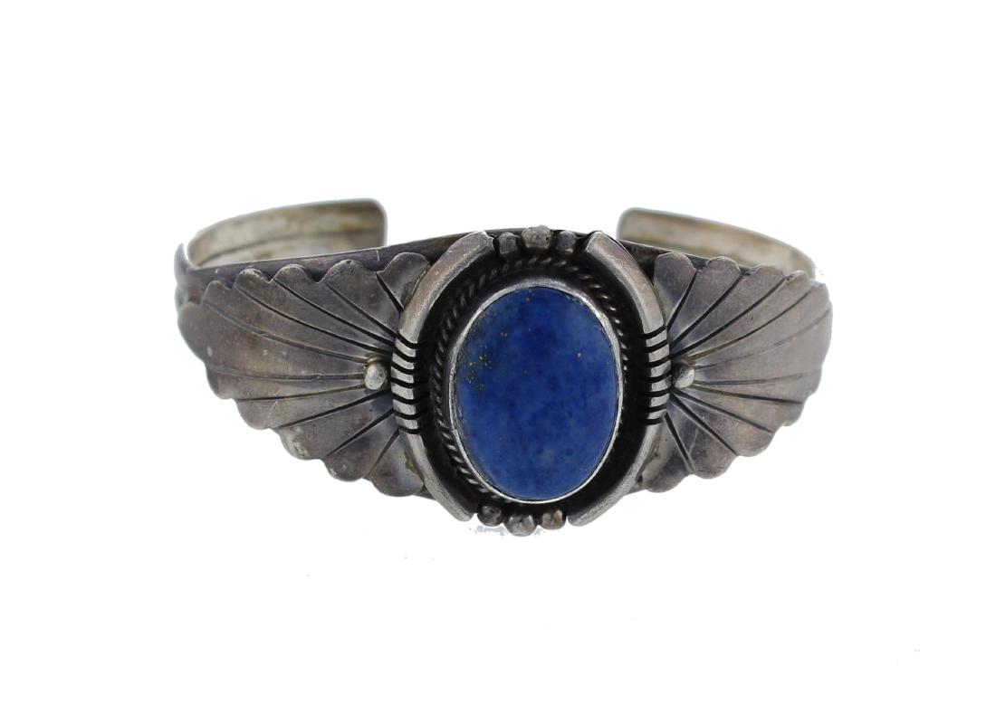 Sterling Silver  Lapis Bracelet Navajo Native American (1 of 1)