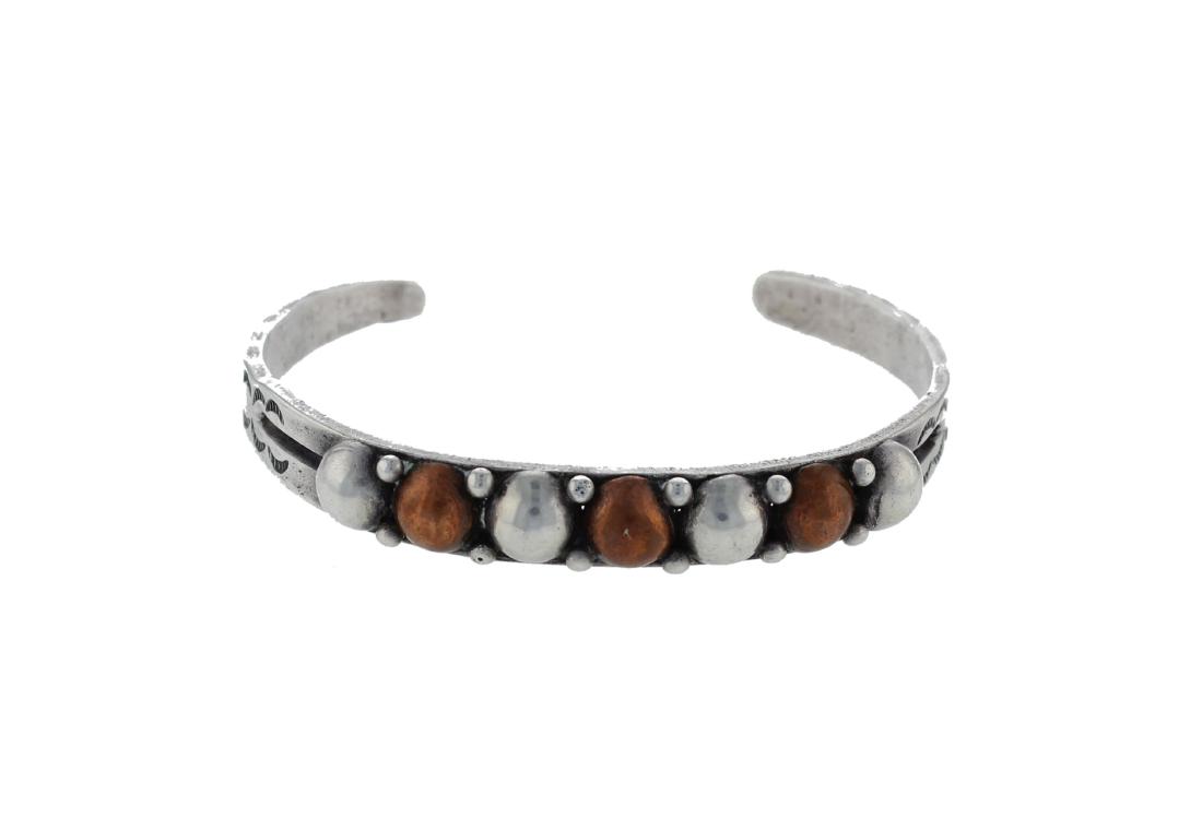 Coin Silver & Copper Antique Circa 1940's Bracelet (1 of 1)