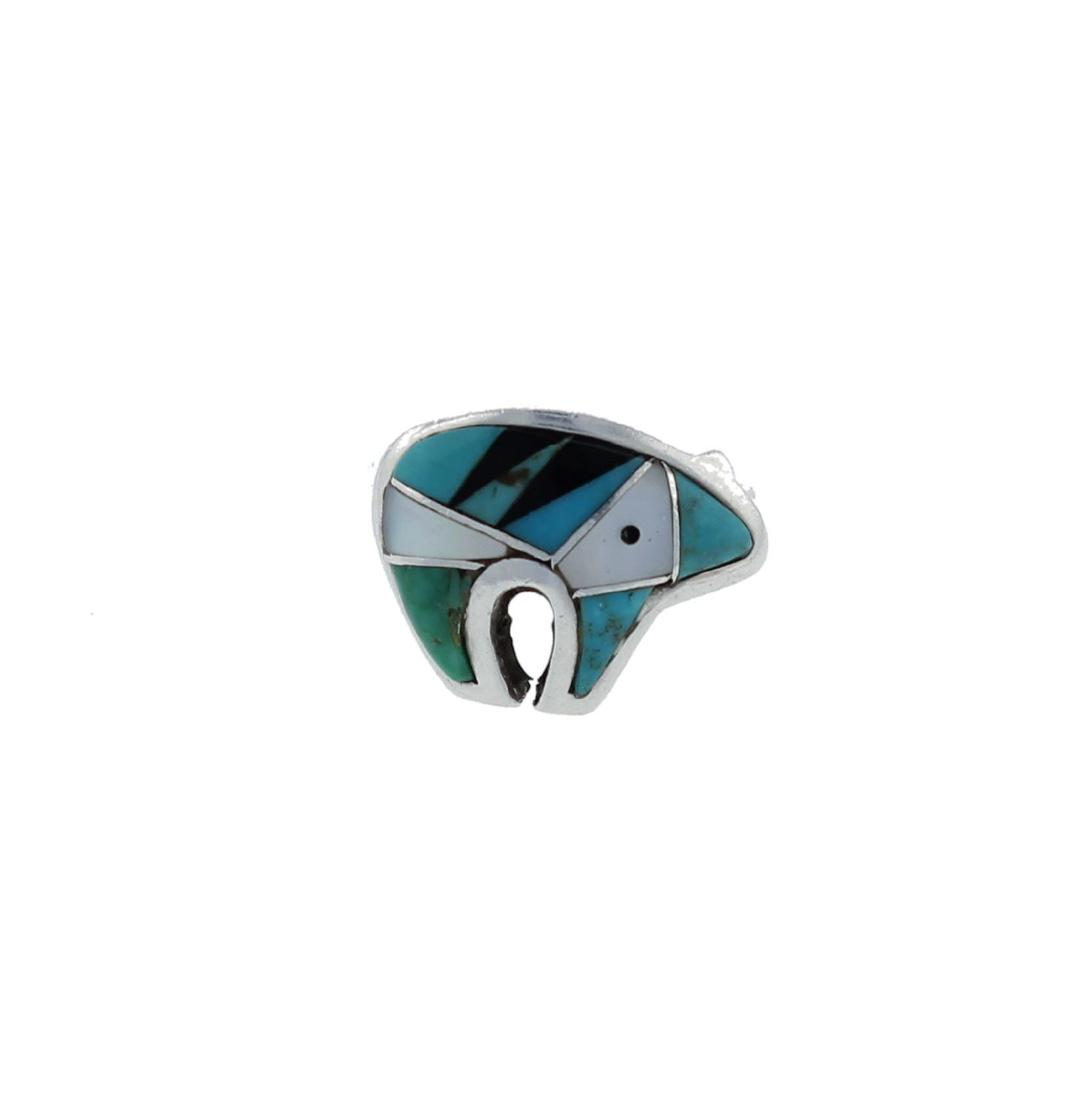 Sterling Silver  Turquoise & MoP Bear Ring Navajo (1 of 1)