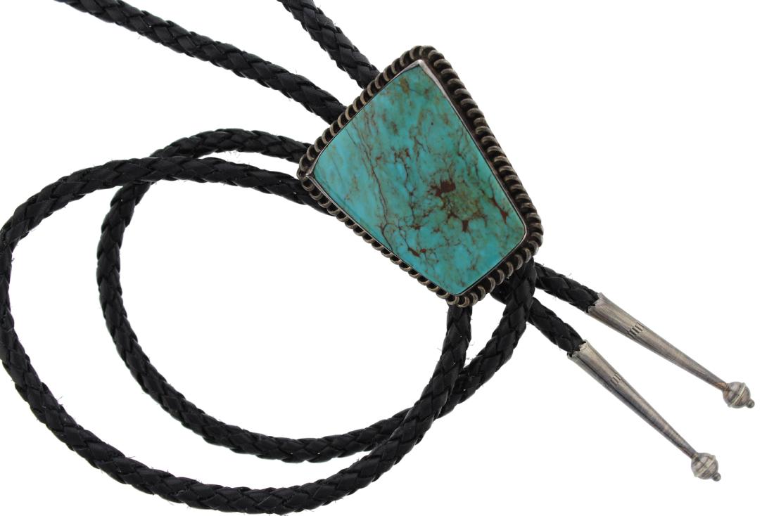 Sterling Silver  Turquoise Vintage Bolo Tie Navajo (1 of 1)
