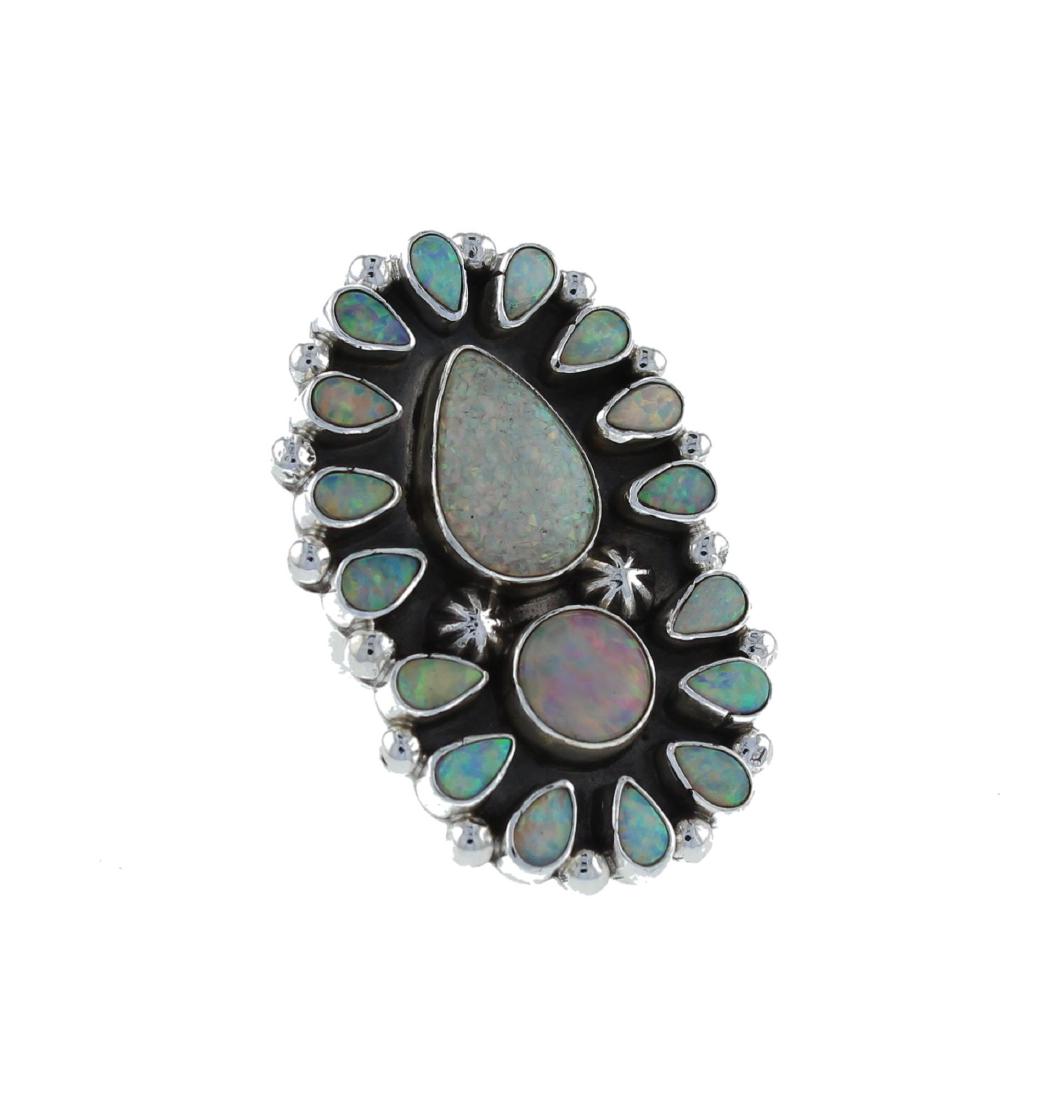 Sterling Silver Synthetic Opal Ring Navajo Native (1 of 1)