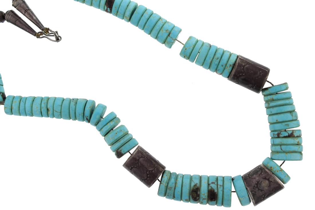 Sterling Silver  Turquoise Antique Bead Necklace Navajo (1 of 2)
