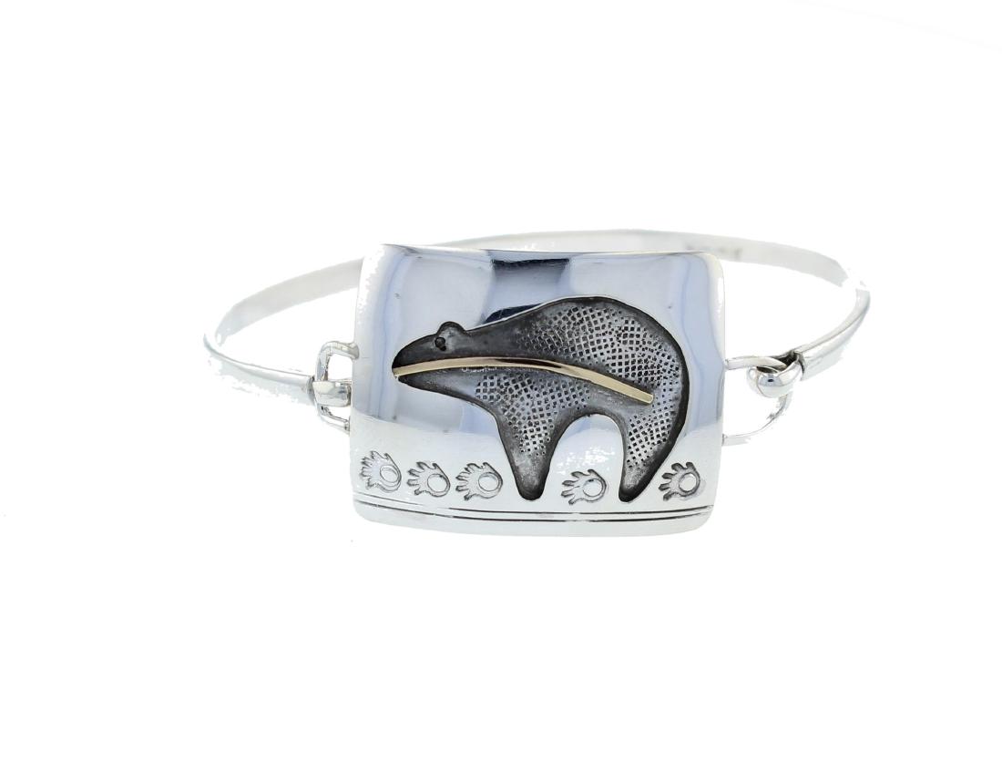 Sterling Silver Modern Bear Clasp Bangle Bracelet (1 of 1)