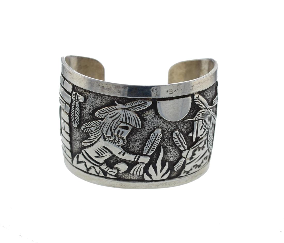 Sterling Silver Vintage Story Teller Bracelet Navajo (1 of 1)