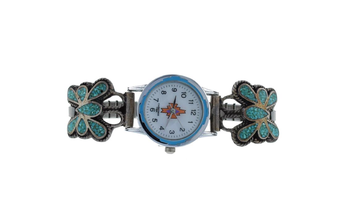 Sterling Silver  Turquoise Watch Bracelet Navajo Native (1 of 1)