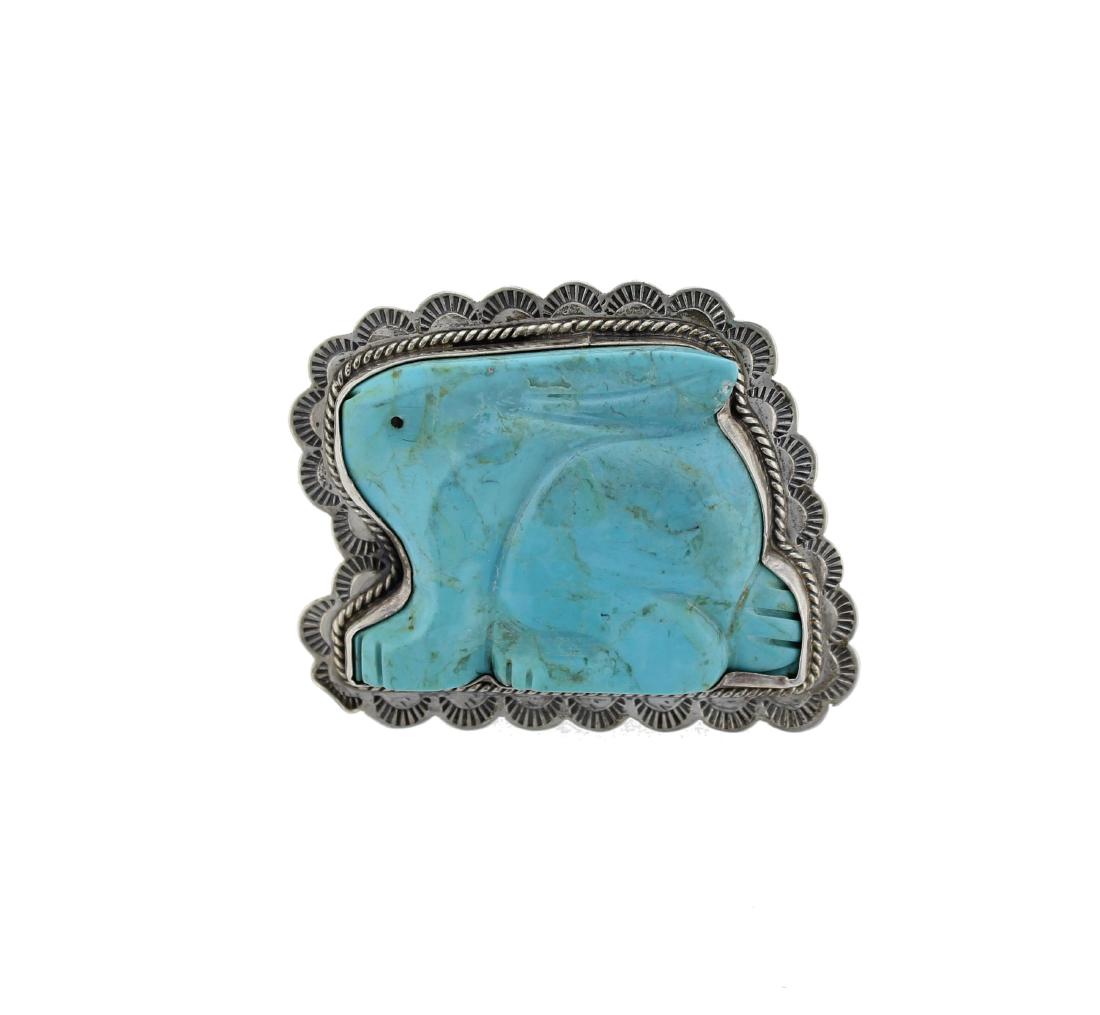 Sterling Silver  Turquoise Pin Navajo Native American (1 of 1)