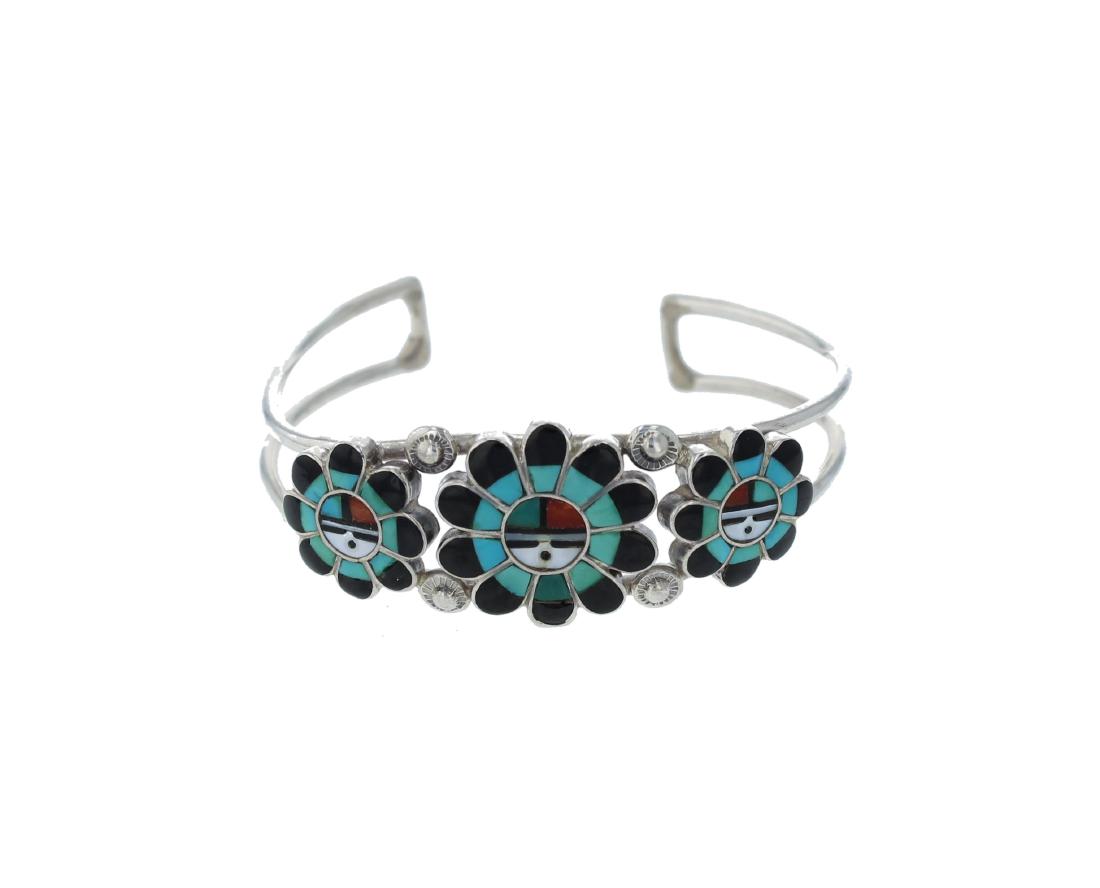 Sterling Silver  Multi Stone Bracelet Zuni Native (1 of 1)