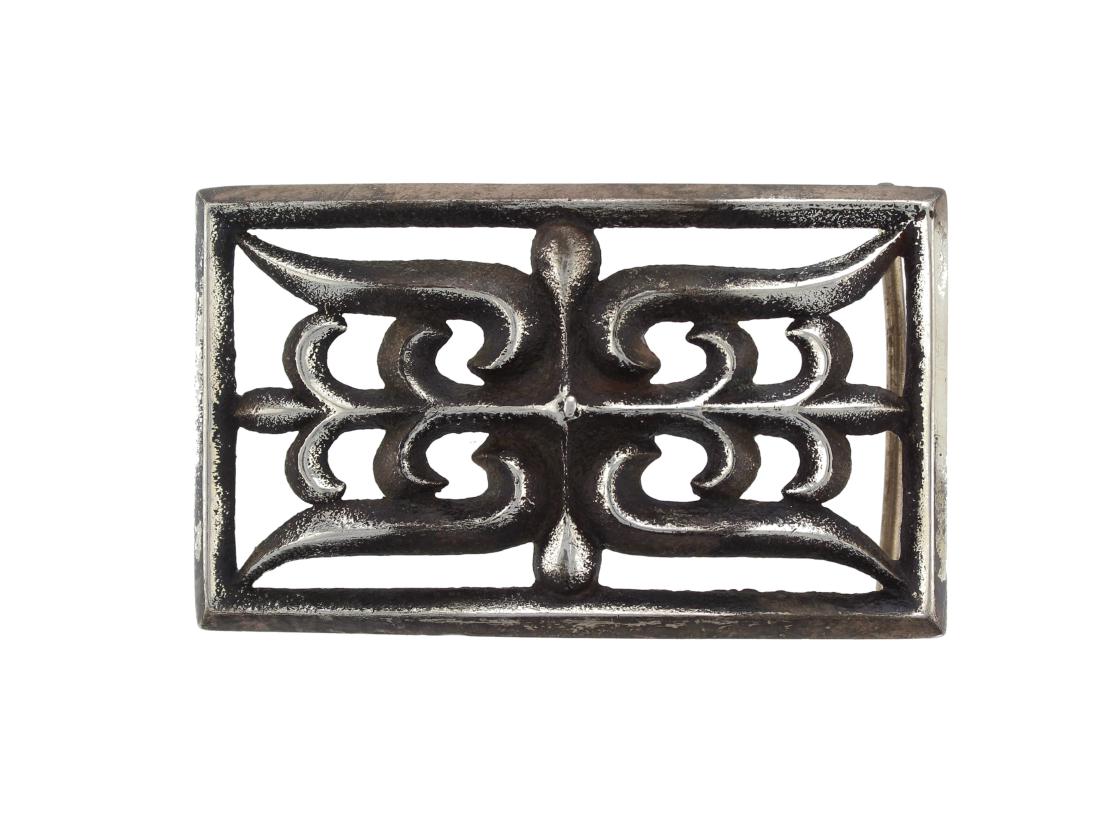 Sterling Silver Antique Sand Cast Belt Buckle Navajo (1 of 1)