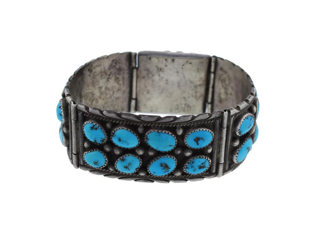 Sterling Silver  Turquoise Vintage Link Bracelet Navajo (1 of 1)