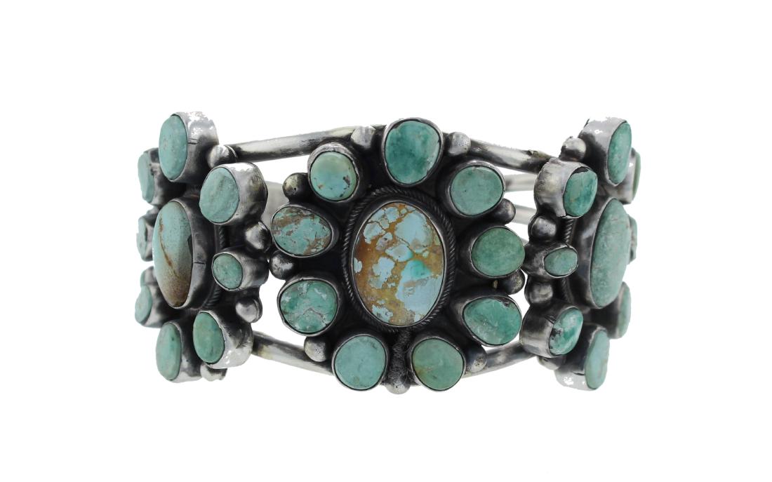 Sterling Silver  Turquoise Masterpiece Cluster Bracelet (1 of 3)