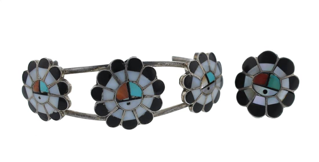 Sterling Silver  Multi Stone Vintage Bracelet & Ring (1 of 1)