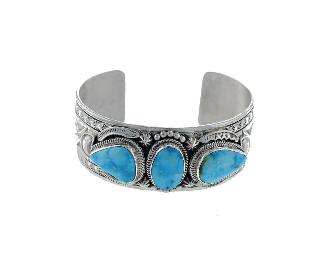 Sterling Silver  Turquoise Bracelet Navajo Native (1 of 1)
