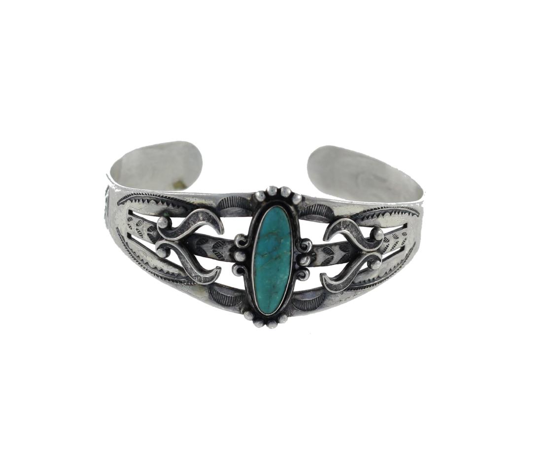 Sterling Silver  Turquoise Bracelet Navajo Native (1 of 1)