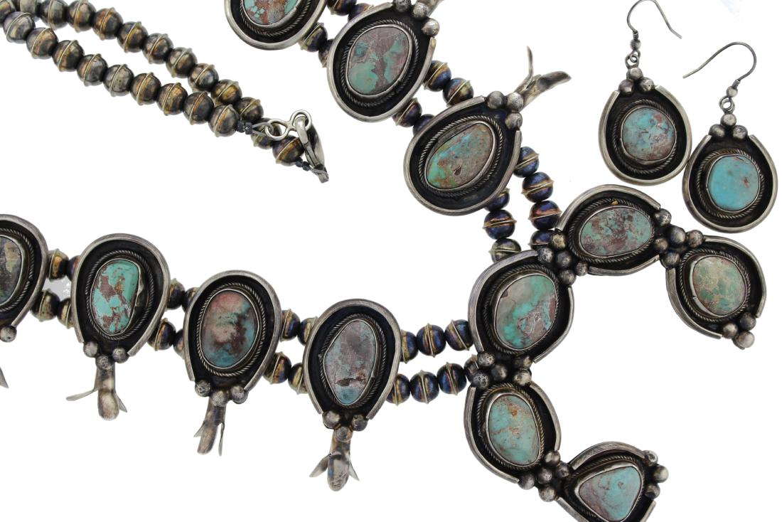 Sterling Silver  Bisbee Turquoise Squash Blossom (1 of 2)