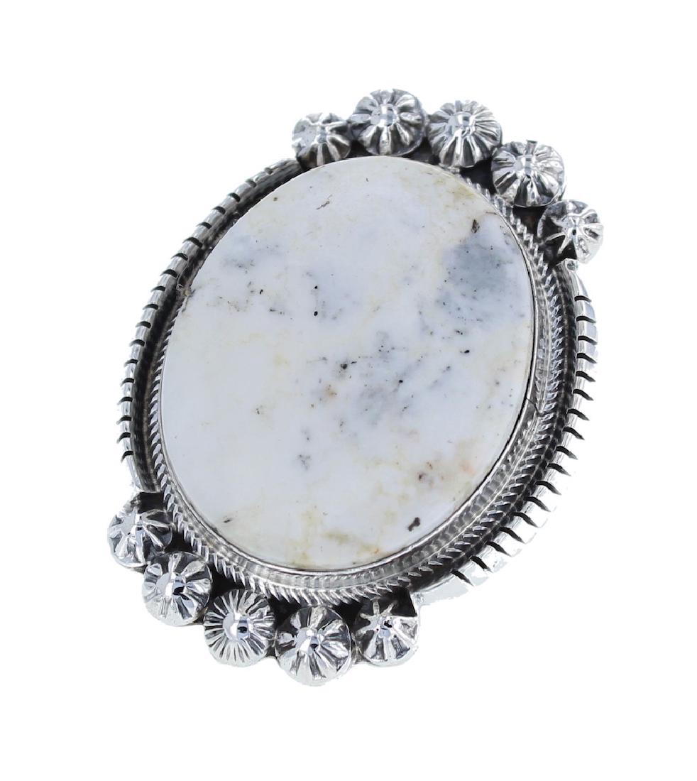 Sterling Silver Genuine White Buffalo Ring Navajo (1 of 1)