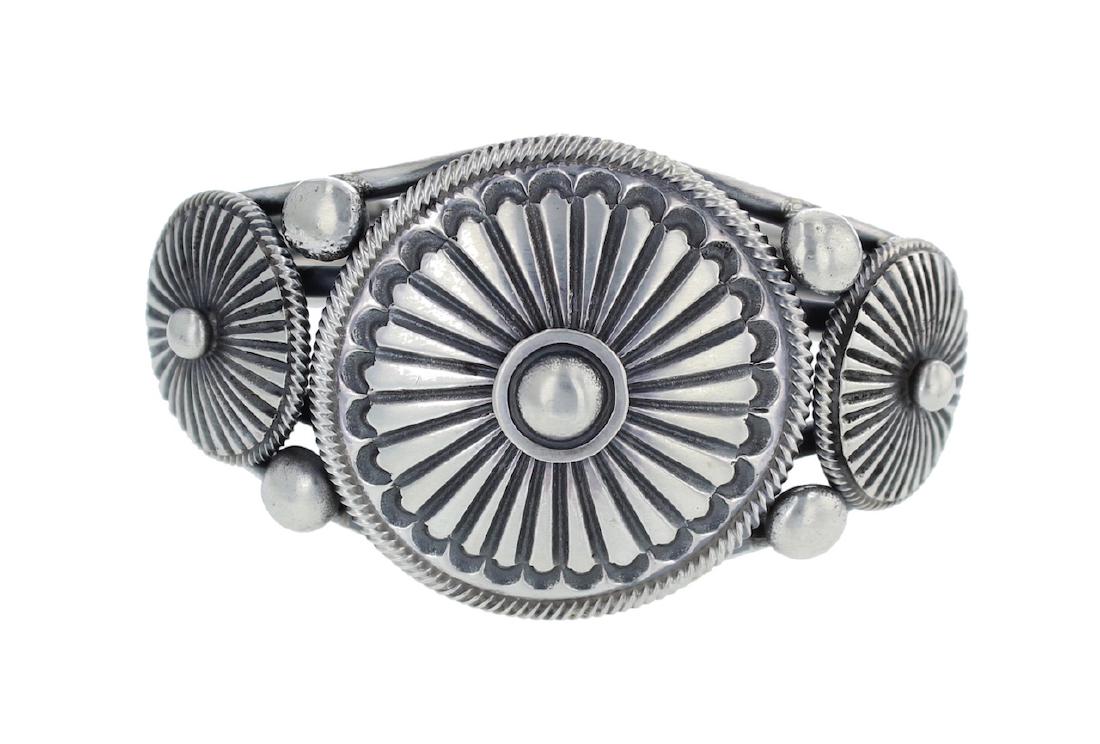Sterling Silver Heavy Stamp Masterpiece Bracelet Navajo (1 of 1)