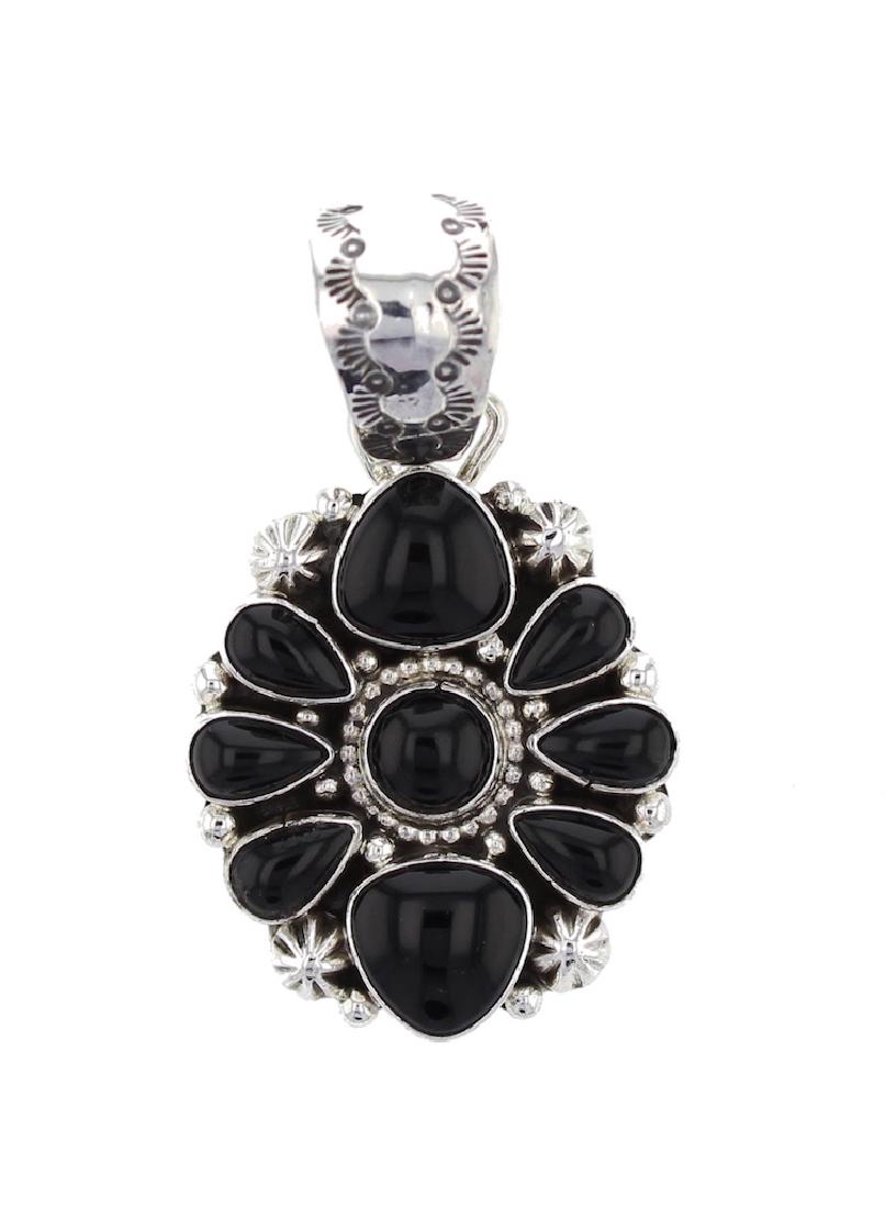 Sterling Silver Black Onyx Pendant Navajo Native (1 of 1)