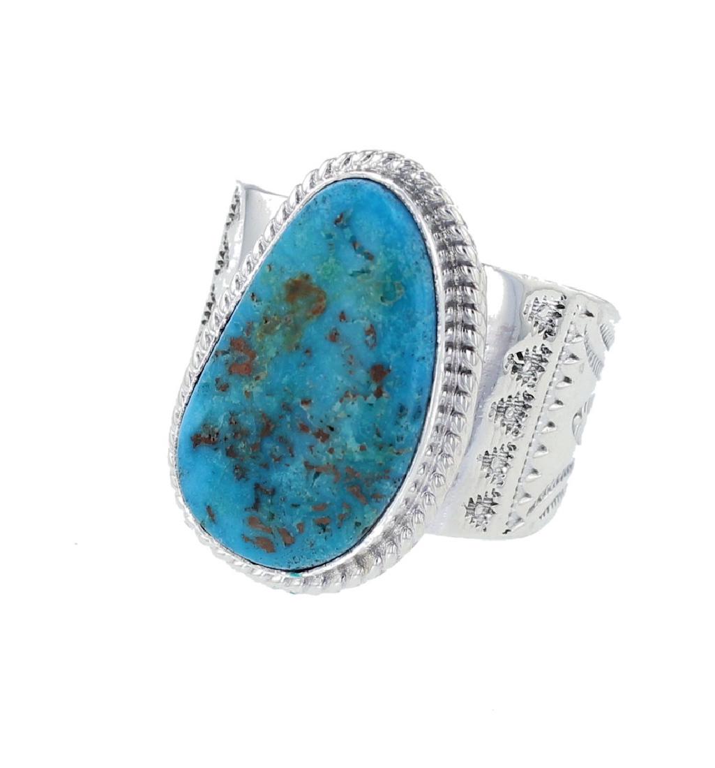 Sterling Silver Genuine Turquoise Ring Navajo Native (1 of 1)