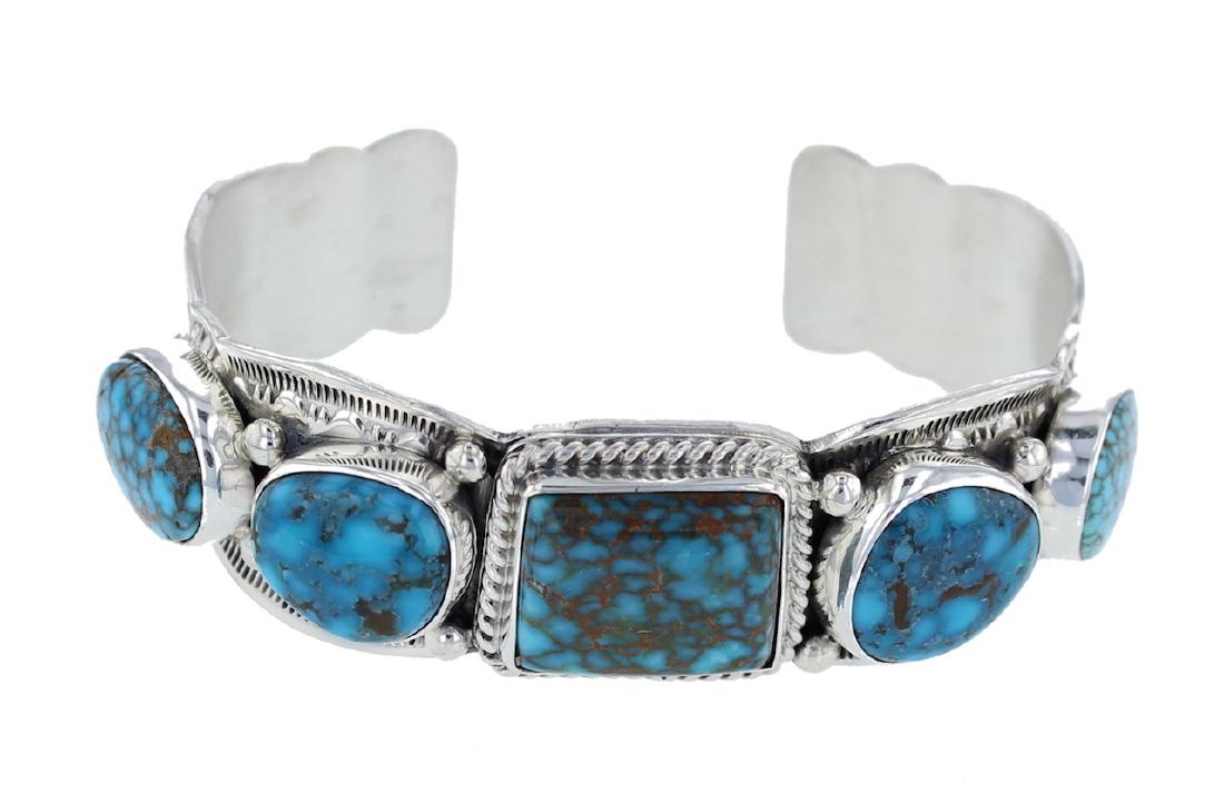 Sterling Silver Genuine Turquoise Bracelet Navajo (1 of 1)