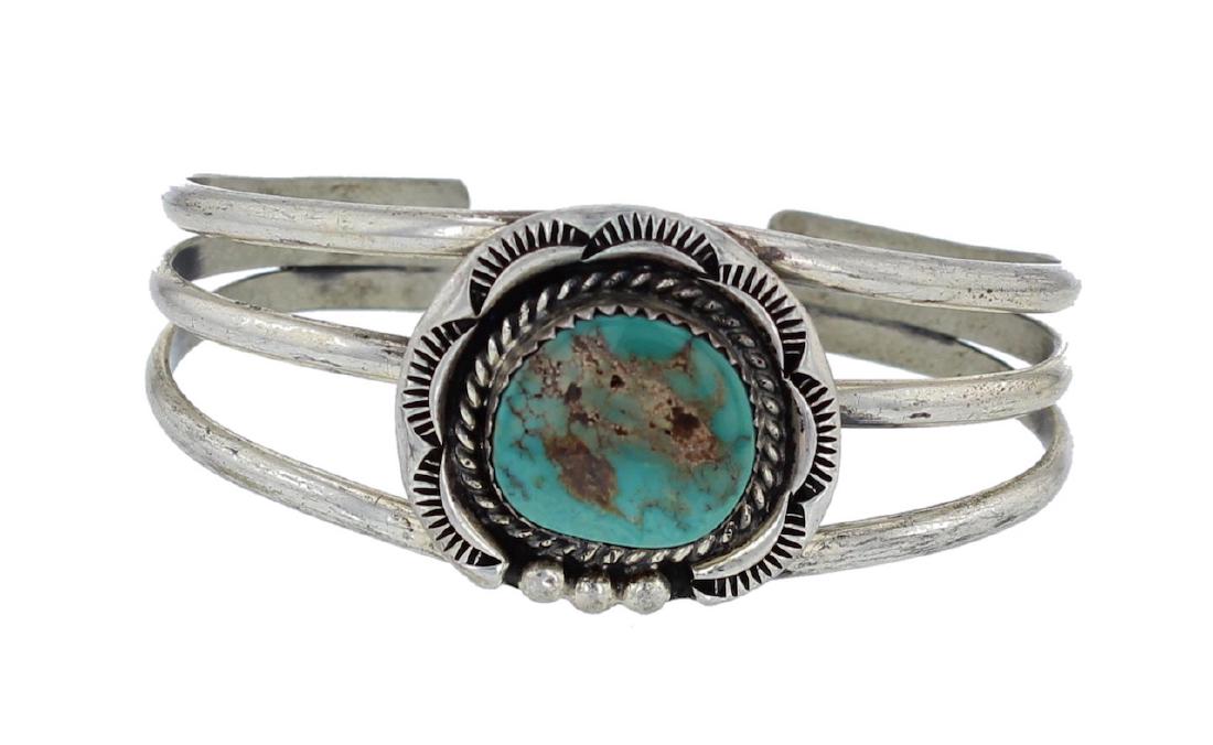 Sterling Silver Genuine Turquoise Vintage Bracelet (1 of 1)