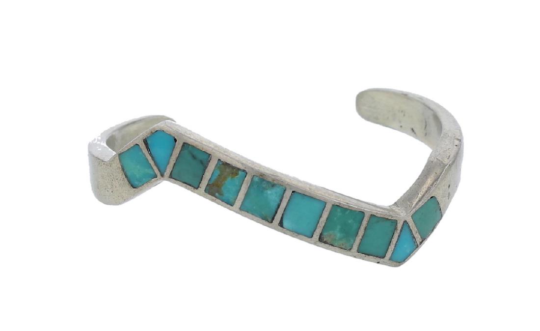 Sterling Silver Genuine Turquoise Bracelet Navajo (1 of 1)