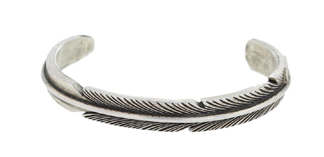 Sterling Silver Vintage Feather Bracelet Navajo Native (1 of 1)