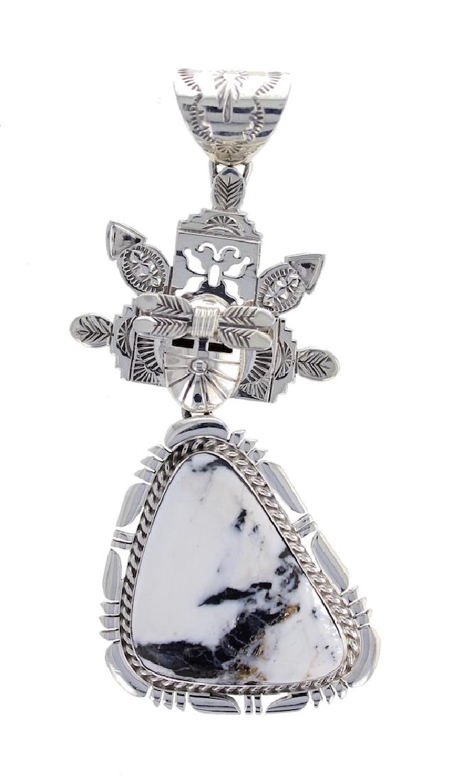 Sterling Silver Genuine White Buffalo Turquoise Pendant (1 of 1)