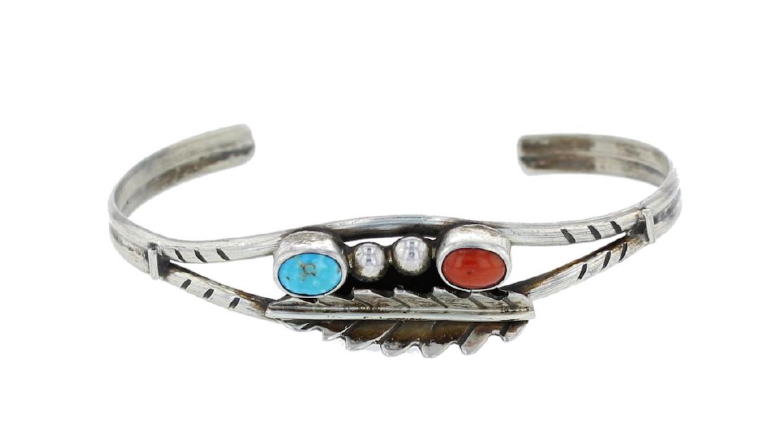 Sterling Silver Genuine Turquoise & Coral Vintage (1 of 1)