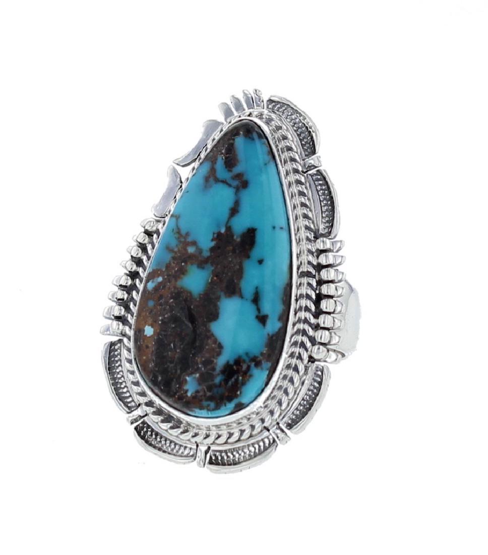 Sterling Silver Genuine Turquoise Contemporary Ring (1 of 1)
