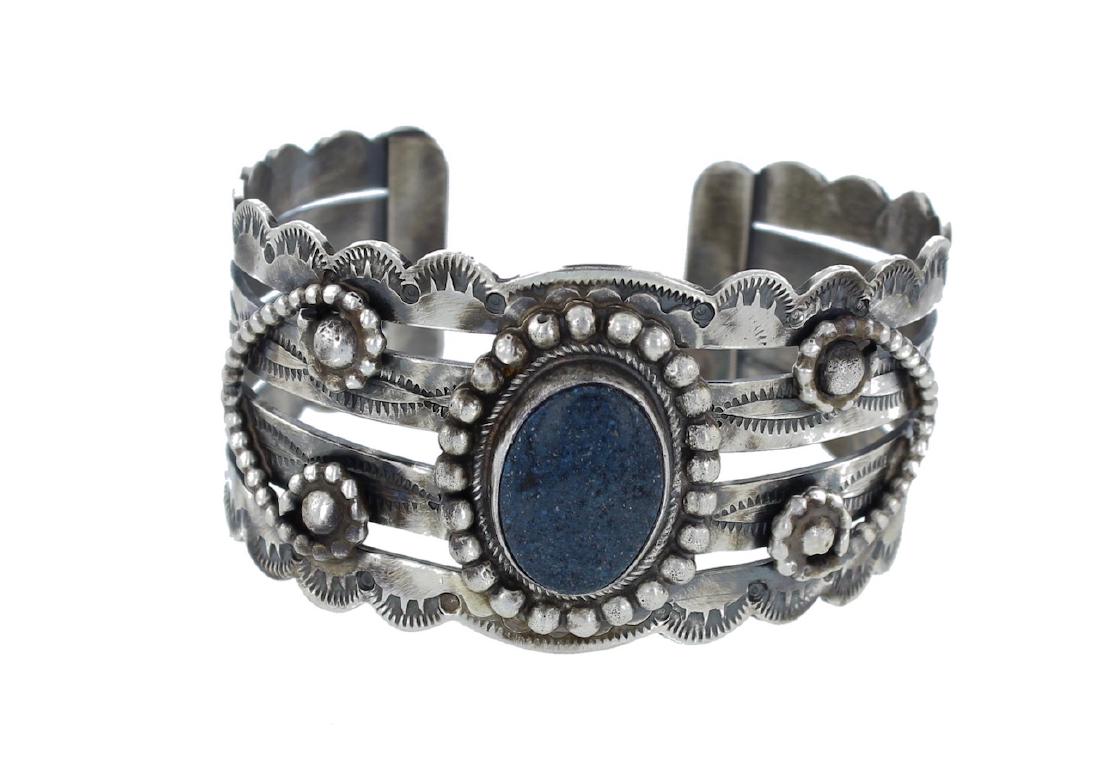 Sterling Silver Genuine Lapis Bracelet Navajo Native (1 of 1)