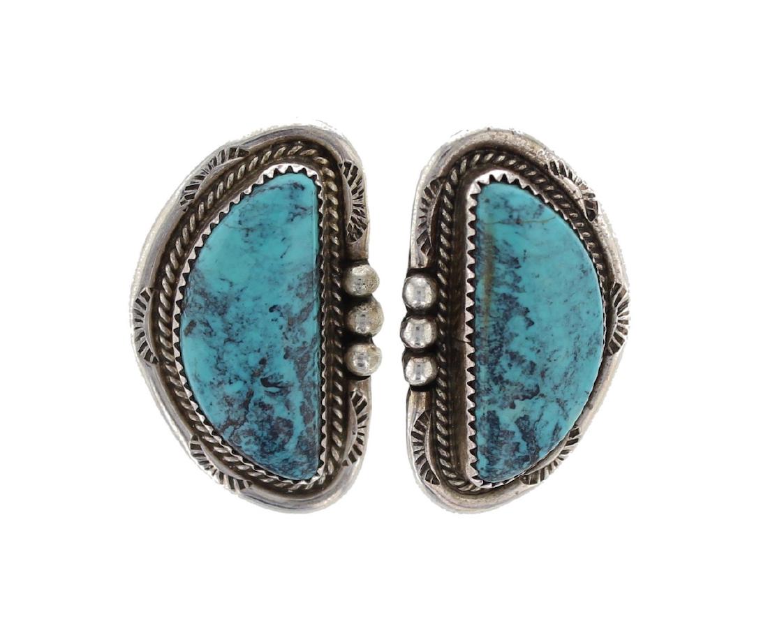 Sterling Silver Genuine Turquoise Earrings Navajo (1 of 1)