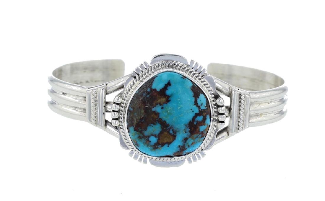 Sterling Silver Genuine Turquoise Bracelet Navajo: Weight: 28.9 Grams, Size: 5.5" inner, 1" gap, 6.5" Total |Sterling Silver Genuine Turquoise Bracelet Navajo Native American Indian Jewelry Signed J. Nelson
