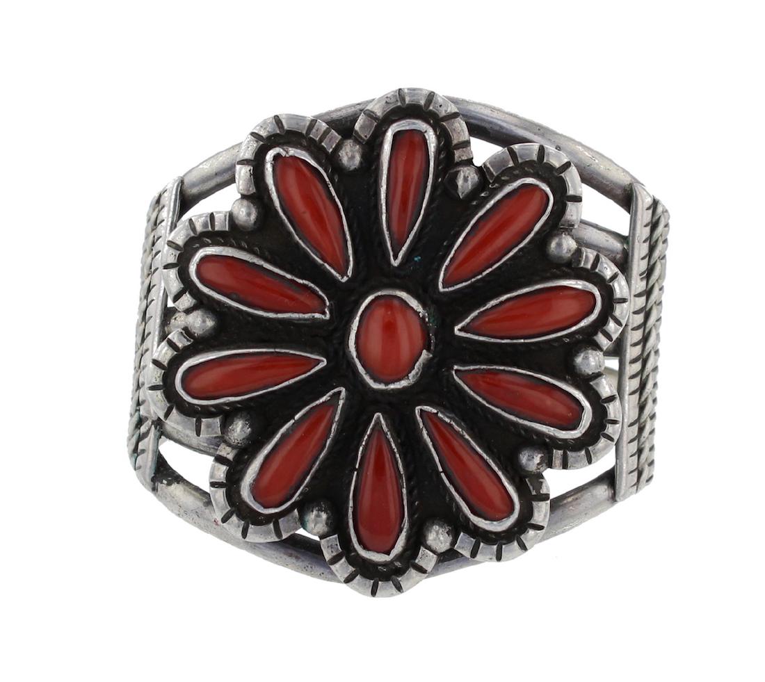 Sterling Silver Genuine Coral Circa 1970's Bracelet (1 of 3)