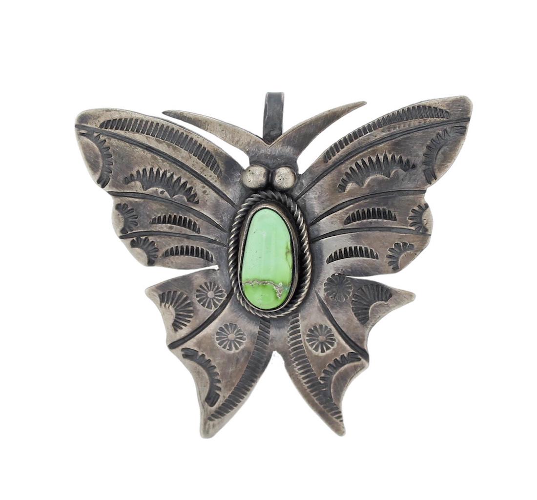 Sterling Silver Genuine Turquoise Butterfly Pin / (1 of 1)