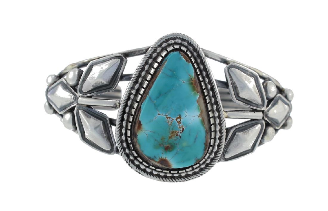 Sterling Silver Genuine Turquoise Contemporary Bracelet (1 of 1)