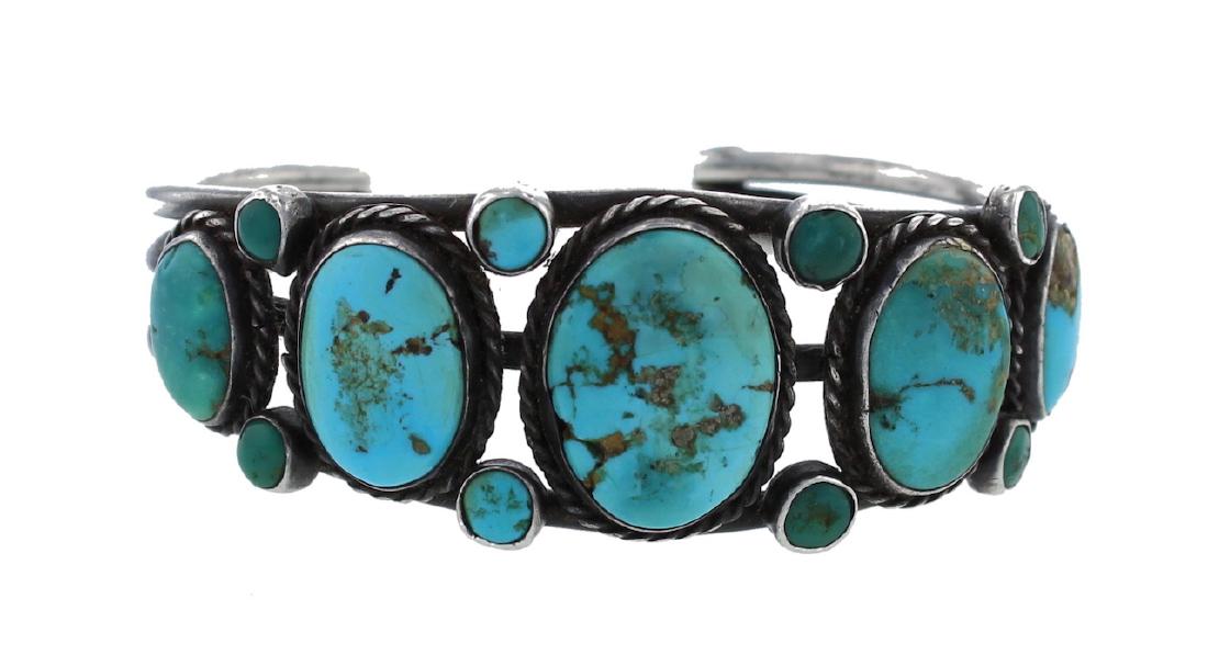 Sterling Silver Genuine Turquoise Vintage Bracelet (1 of 1)