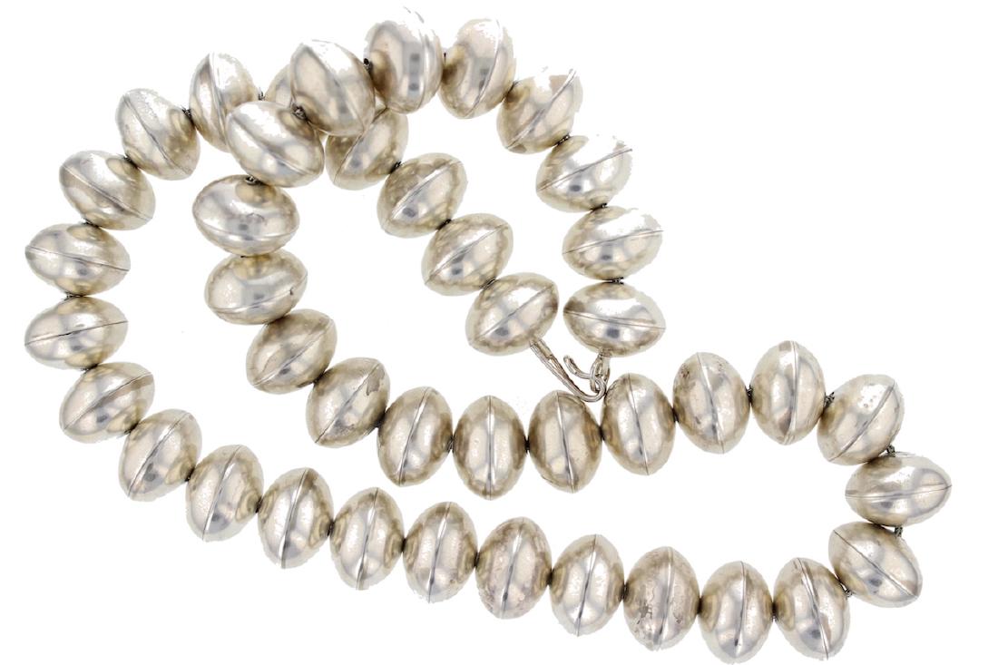 Sterling Silver " Navajo Pearls" Roundel Beads Necklace (1 of 2)