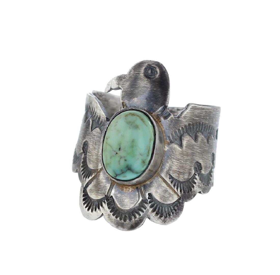 Sterling Silver Genuine Turquoise Ring Navajo Native (1 of 1)