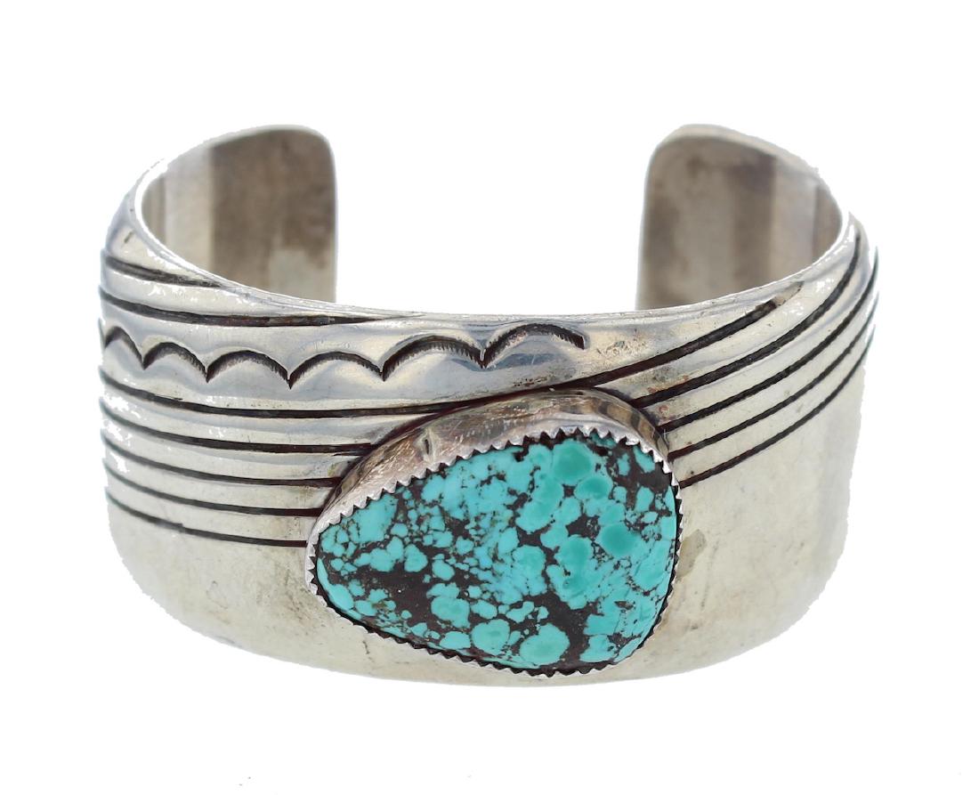 Sterling Silver Genuine Vintage Turquoise Bracelet (1 of 2)